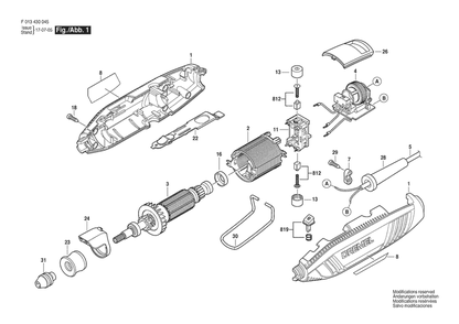 Section 1 Diagram and Parts List for 4300230V F 013 430 045 Dremel Router