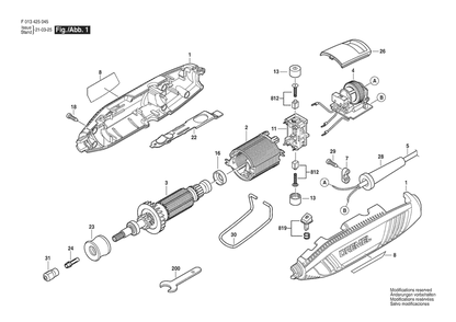 Section 1 Diagram and Parts List for 4250 F 013 425 045 Dremel Router