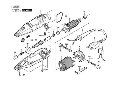 Section 1 Diagram and Parts List for 0276MTOOL F 013 027 607 Dremel Router