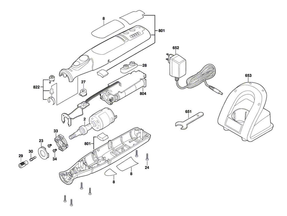 Fig-0 Diagram and Parts List for 8050-N-18 F013805000 Dremel Router