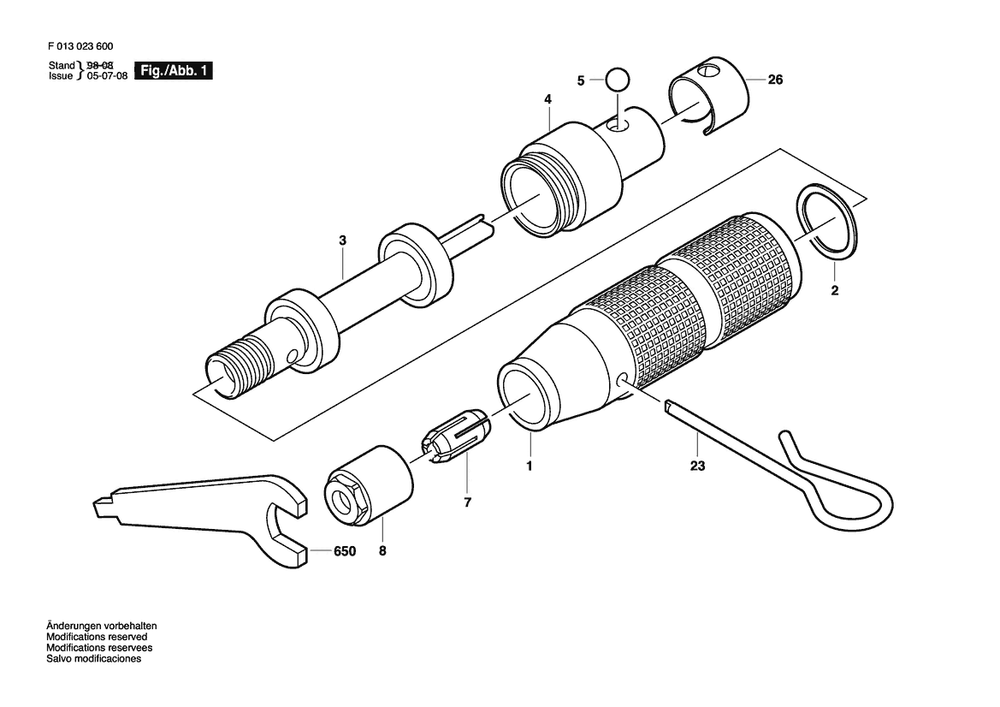 Section 1 Diagram and Parts List for 5000236 F 013 023 600 Dremel Hammer Drill