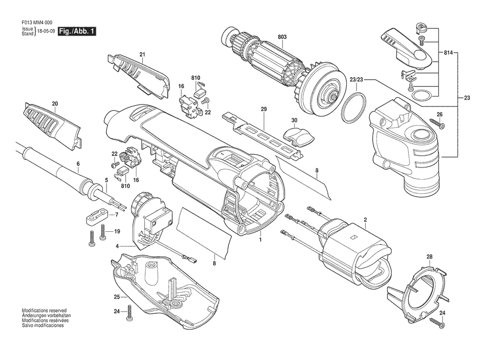 Section 1 Diagram and Parts List for MM40120V F 013 MM4 002 Dremel Multi-Tool