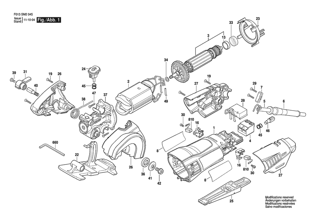 Section 1 Diagram and Parts List for F013SM2046  Dremel Multi-Tool