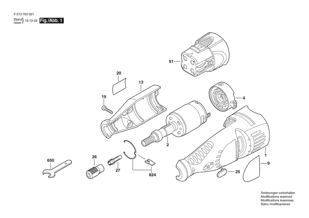 Section 1 Diagram and Parts List for 700060V F 013 700 001 Dremel Router