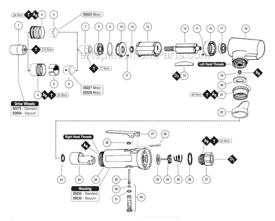 Page A Diagram and Parts List for 05025  Dynabrade Bandfile