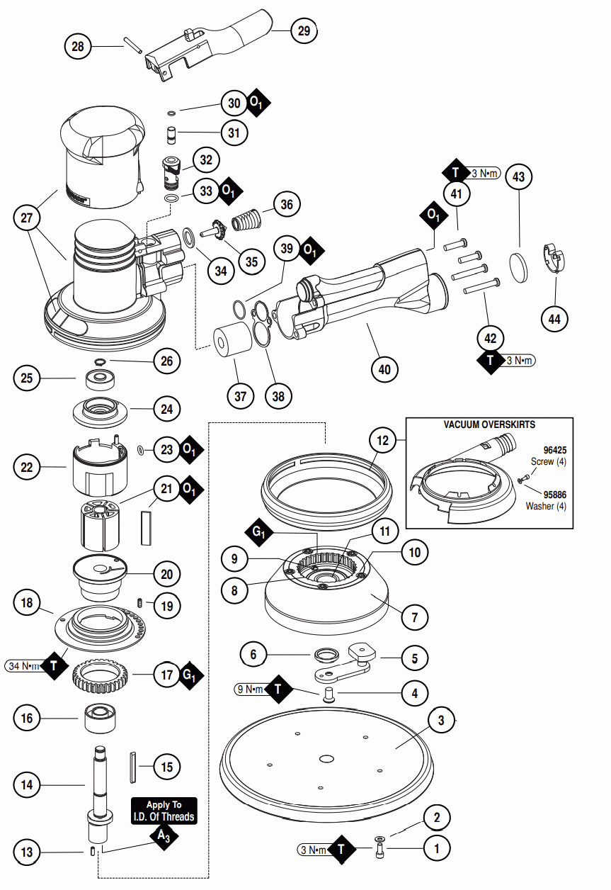 Section_1 Diagram and Parts List for 58447  Dynabrade Sander