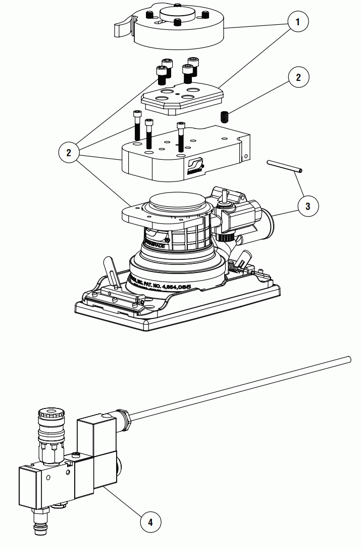 Section 1 Diagram and Parts List for 57814BK  Dynabrade Sander