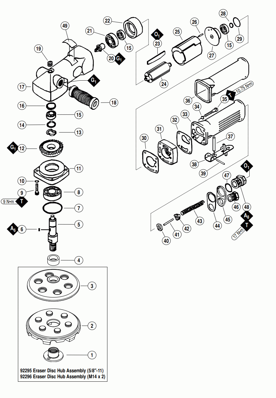 Section 1 Diagram and Parts List for 51510  Dynabrade Sander