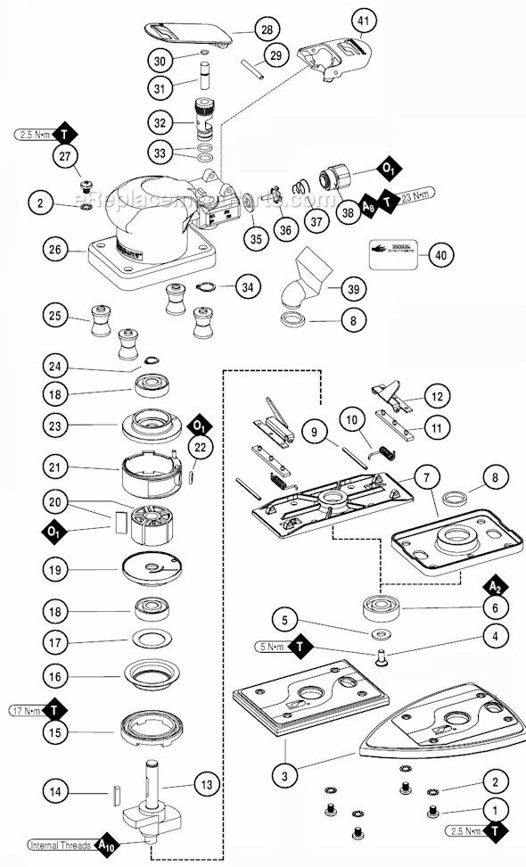 Page A Diagram and Parts List for 10283  Dynabrade Sander Polisher