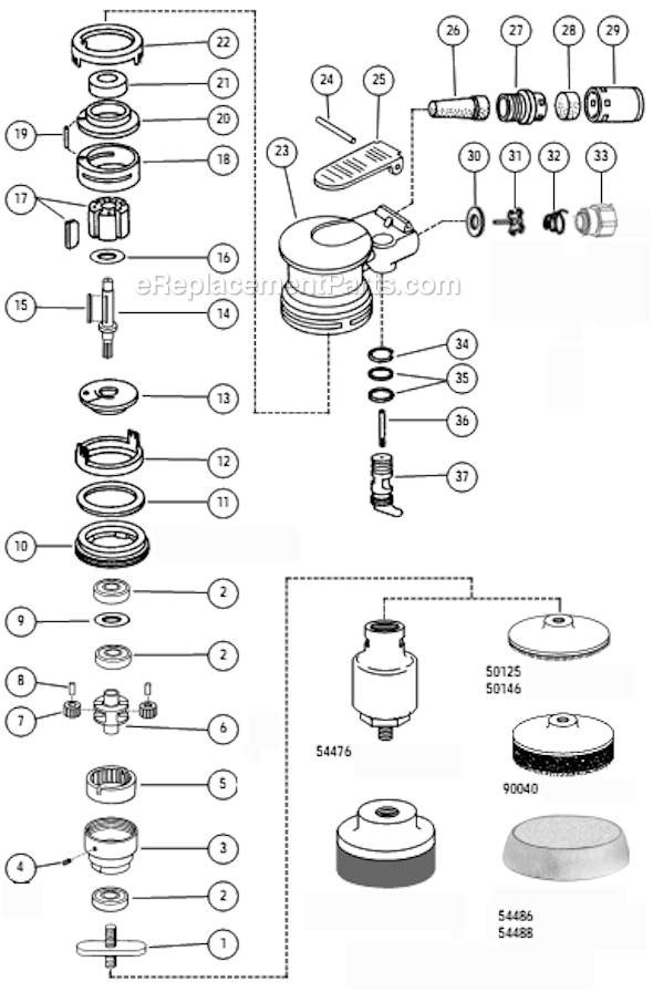 Page A Diagram and Parts List for 10391  Dynabrade Sander Polisher