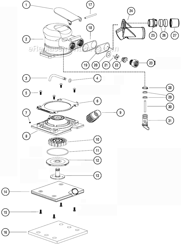Page A Diagram and Parts List for 10487  Dynabrade Sander Polisher