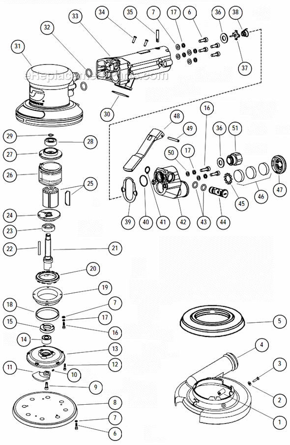 Page A Diagram and Parts List for 10603  Dynabrade Sander Polisher