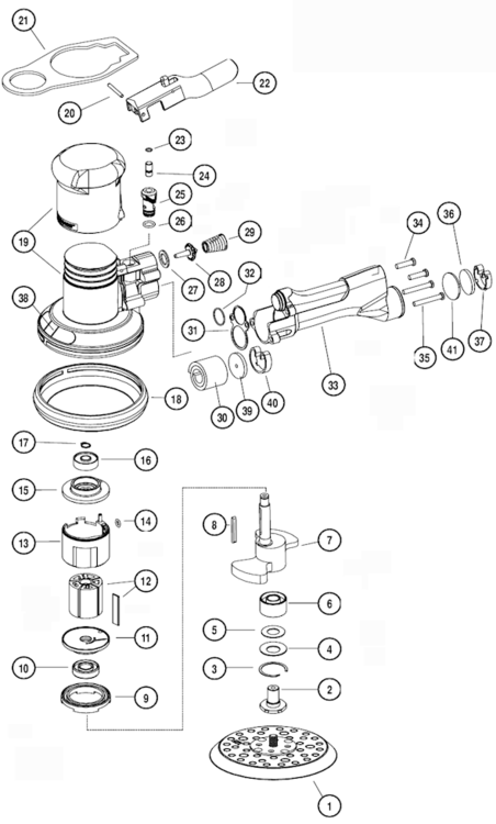 Page A Diagram and Parts List for 10746  Dynabrade Sander Polisher