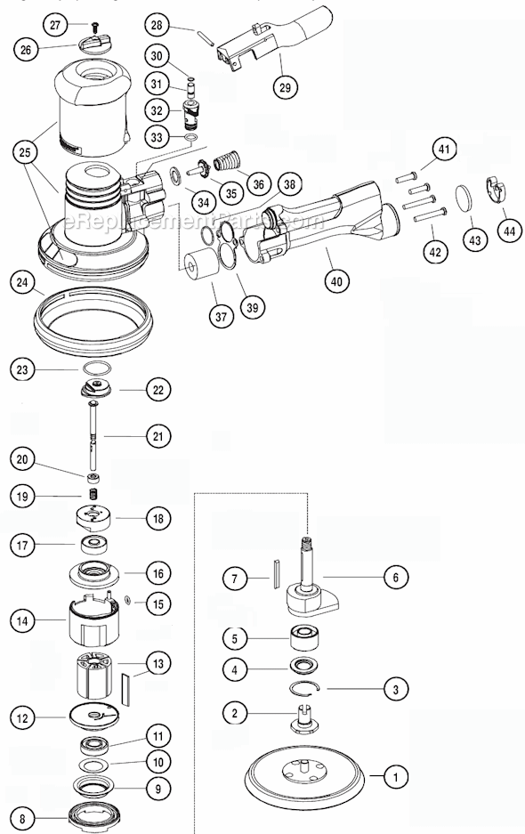 Page A Diagram and Parts List for 10754  Dynabrade Sander Polisher