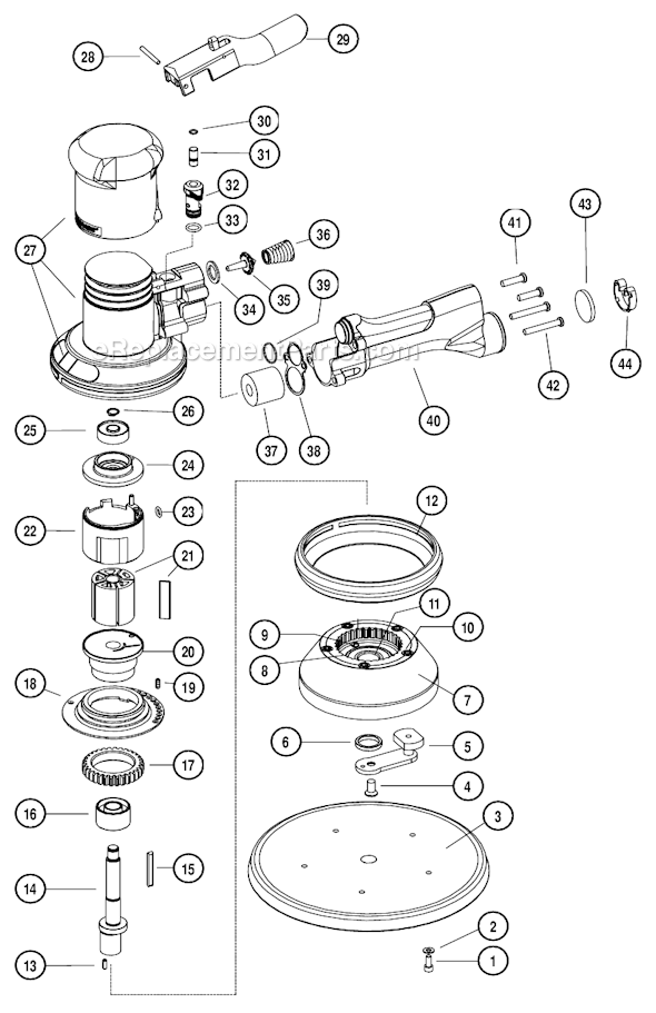 Page A Diagram and Parts List for 10763  Dynabrade Sander Polisher