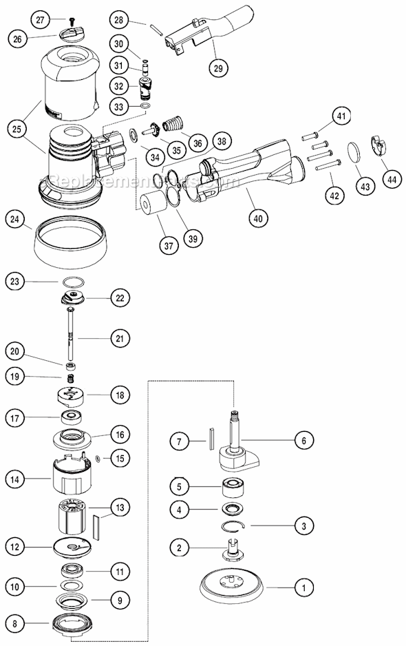 Page A Diagram and Parts List for 10780  Dynabrade Sander Polisher