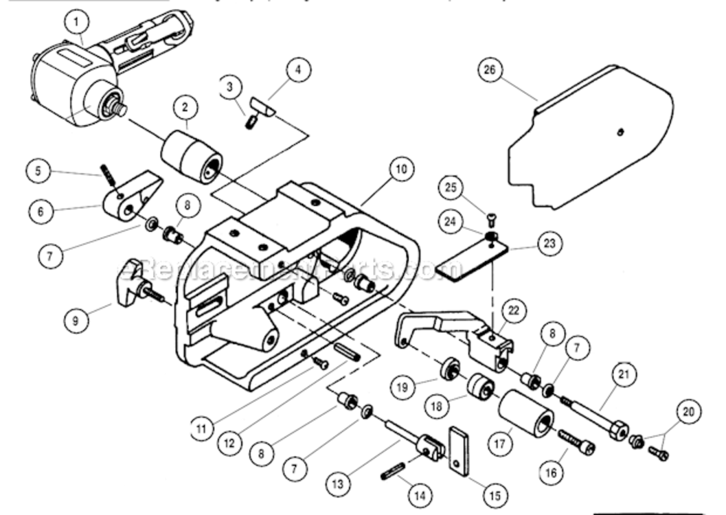 Air Motor Diagram and Parts List for 11462  Dynabrade Bandfile