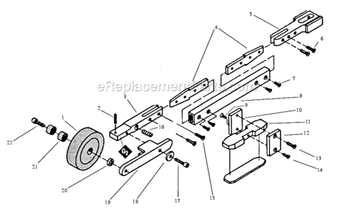 Arm Assembly Diagram and Parts List for 11462  Dynabrade Bandfile