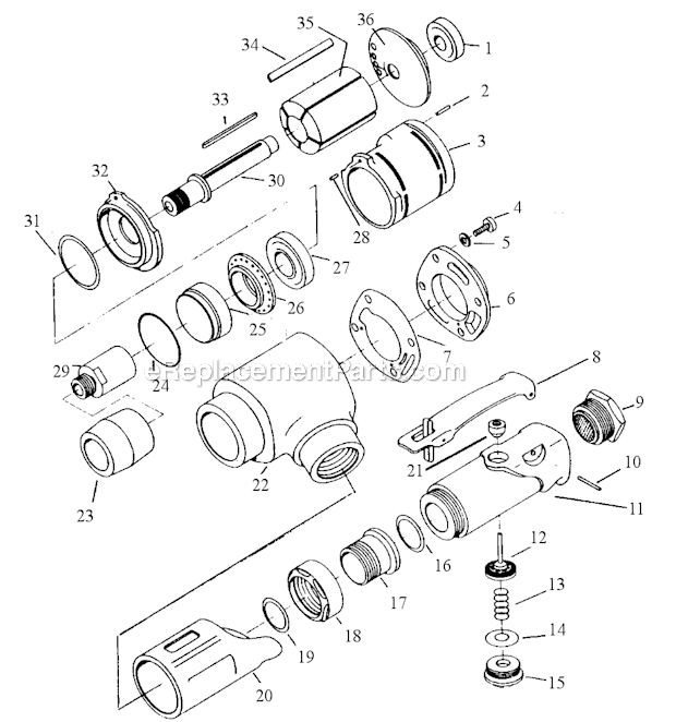 Page B Diagram and Parts List for 11493  Dynabrade Grinder