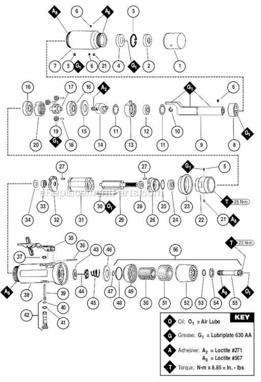 Page A Diagram and Parts List for 12207  Dynabrade Grinder
