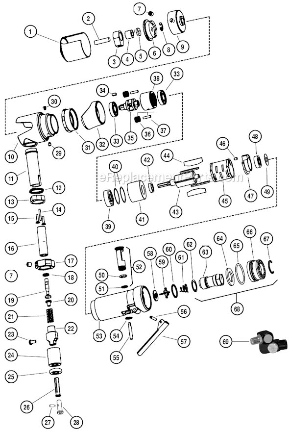Page A Diagram and Parts List for 12252  Dynabrade Angle Grinder
