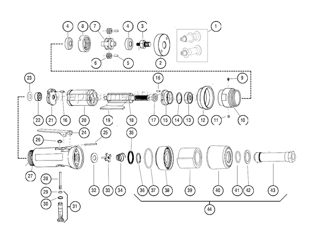Page A Diagram and Parts List for 13101  Dynabrade Sander Polisher