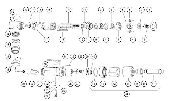 Motor Assembly Diagram and Parts List for 13300  Dynabrade Sander Polisher