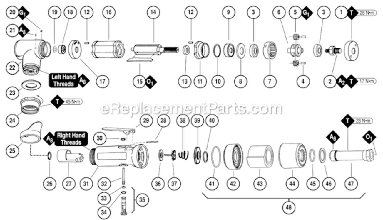 Page B Diagram and Parts List for 13310  Dynabrade Sander Polisher