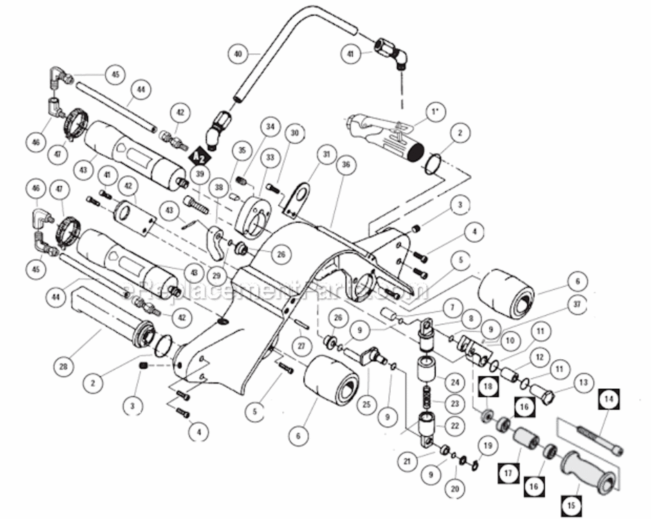 Machine Assembly Diagram and Parts List for 14309  Dynabrade Bandfile
