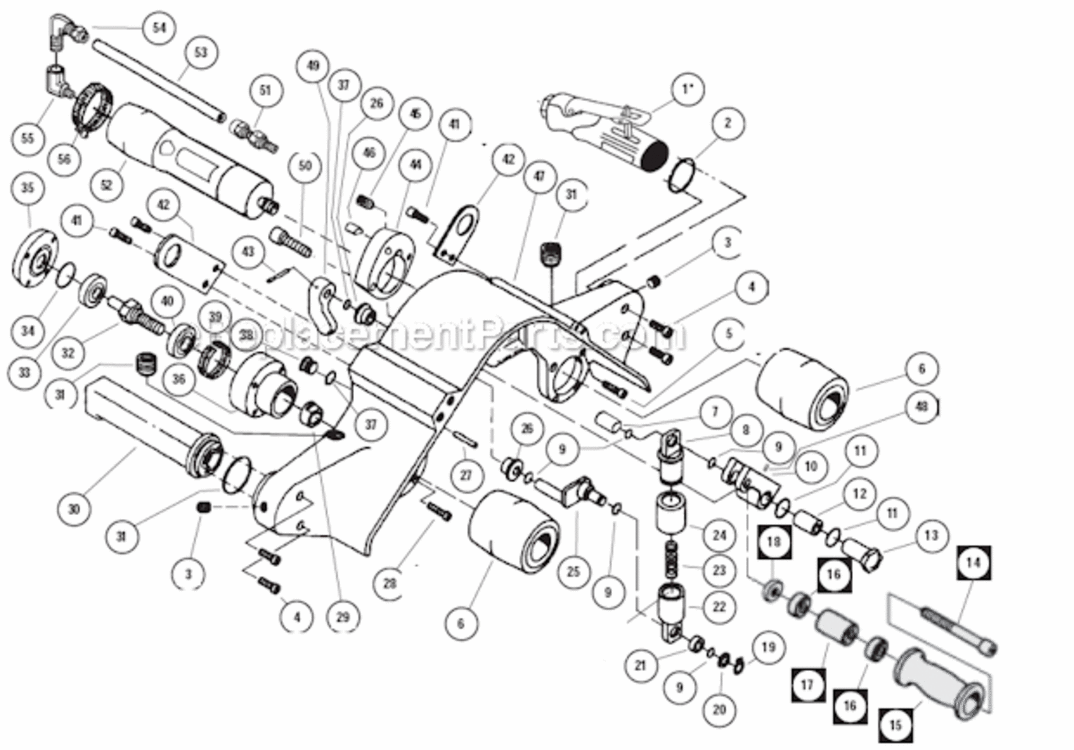 Machine Assembly Diagram and Parts List for 14310  Dynabrade Bandfile