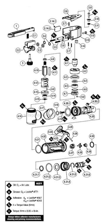 Page A Diagram and Parts List for 15013  Dynabrade Bandfile