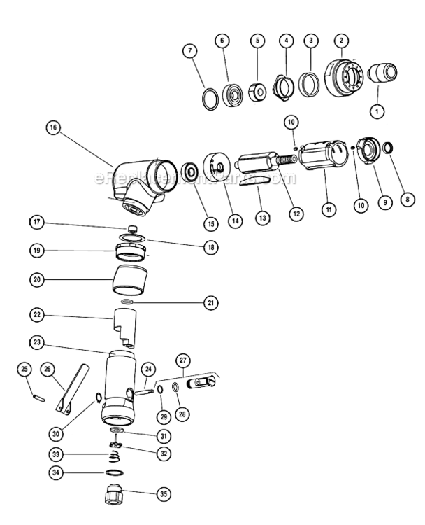 Air Motor Diagram and Parts List for 15300  Dynabrade Bandfile
