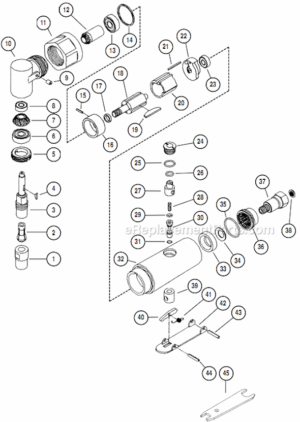Page A Diagram and Parts List for 18015  Dynabrade Grinder