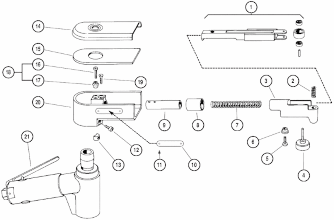 Page A Diagram and Parts List for 18025  Dynabrade Saw