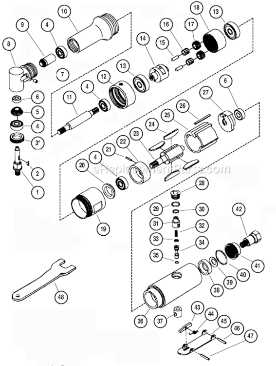 Page A Diagram and Parts List for 18058  Dynabrade Sander Polisher