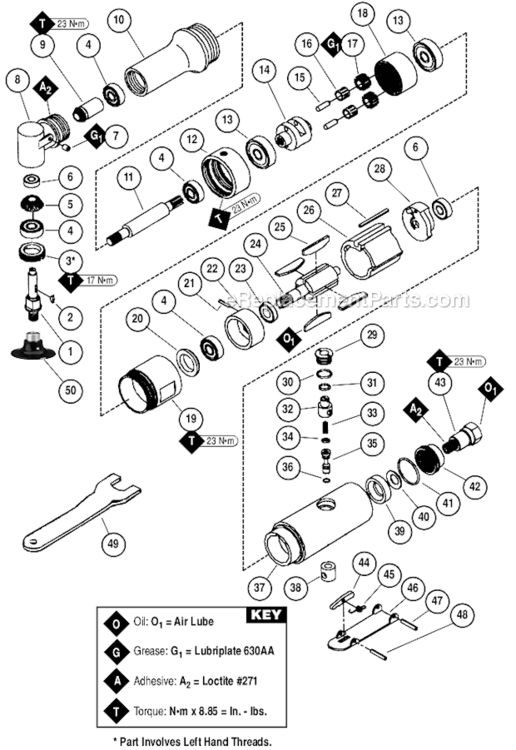 Page A Diagram and Parts List for 18065  Dynabrade Sander Polisher