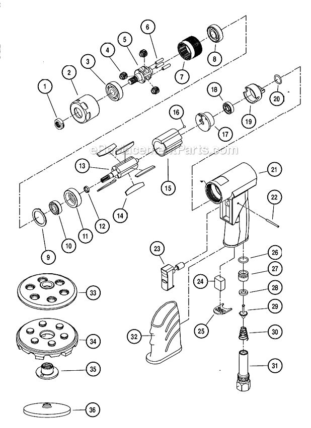 Page A Diagram and Parts List for 18069  Dynabrade Sander Polisher