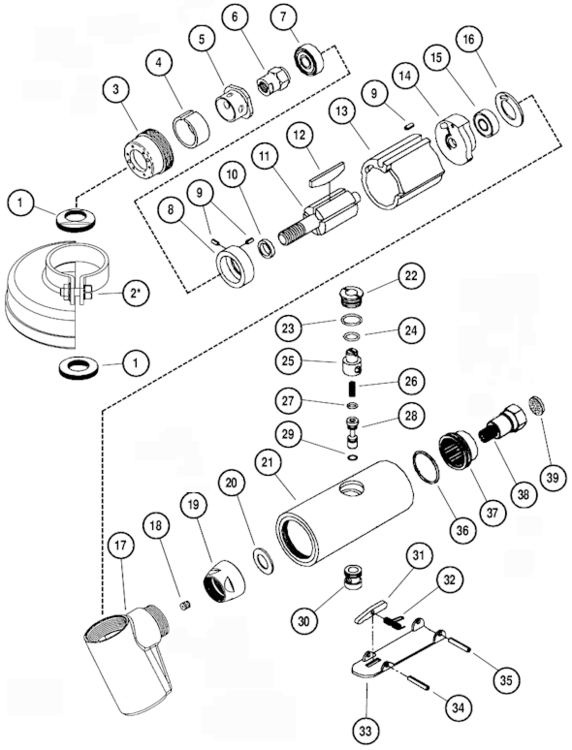 Page A Diagram and Parts List for 18080  Dynabrade Saw