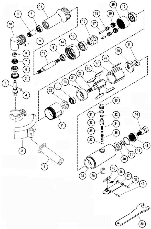 Page A Diagram and Parts List for 18253  Dynabrade Sander Polisher