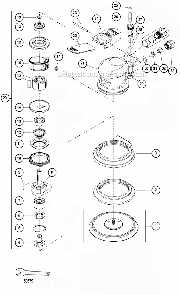 Page A Diagram and Parts List for 21020  Dynabrade Sander Polisher