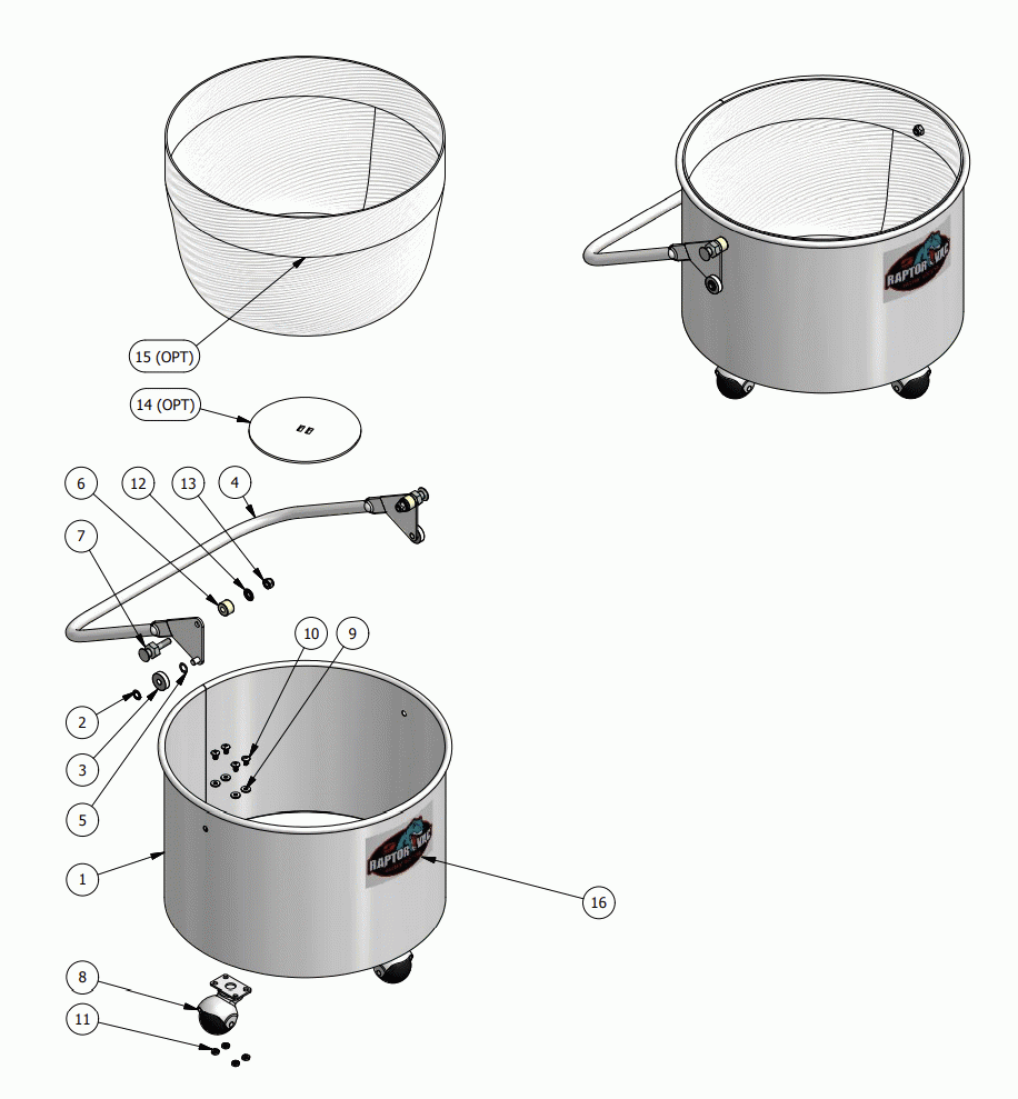 TANK Diagram and Parts List for EXP1-20DTMFSCSA  Dynabrade Dust Collector