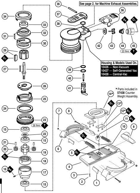 Diagram Diagram and Parts List for 10400  Dynabrade Orbital or Palm Sander