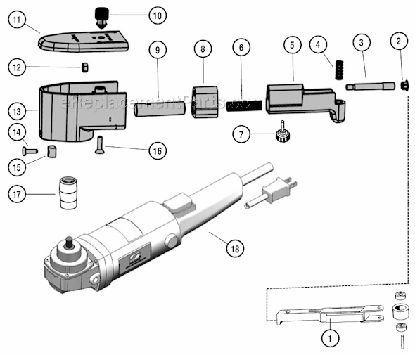 Page A Diagram and Parts List for 40601  Dynabrade Sander Polisher