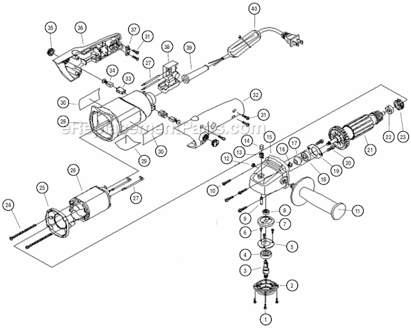 Page B Diagram and Parts List for 40601  Dynabrade Sander Polisher