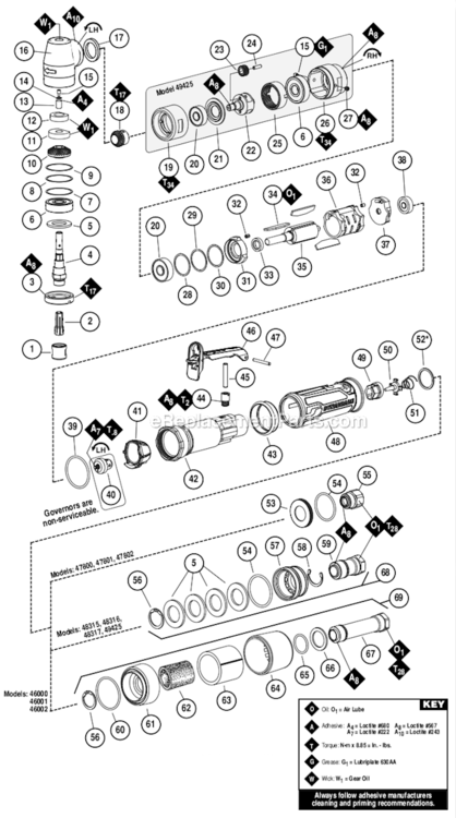 Page A Diagram and Parts List for 48317  Dynabrade Grinder