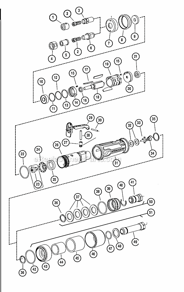 Page A Diagram and Parts List for 48325  Dynabrade Grinder