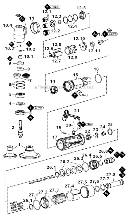 Page A Diagram and Parts List for 48541  Dynabrade Sander Polisher