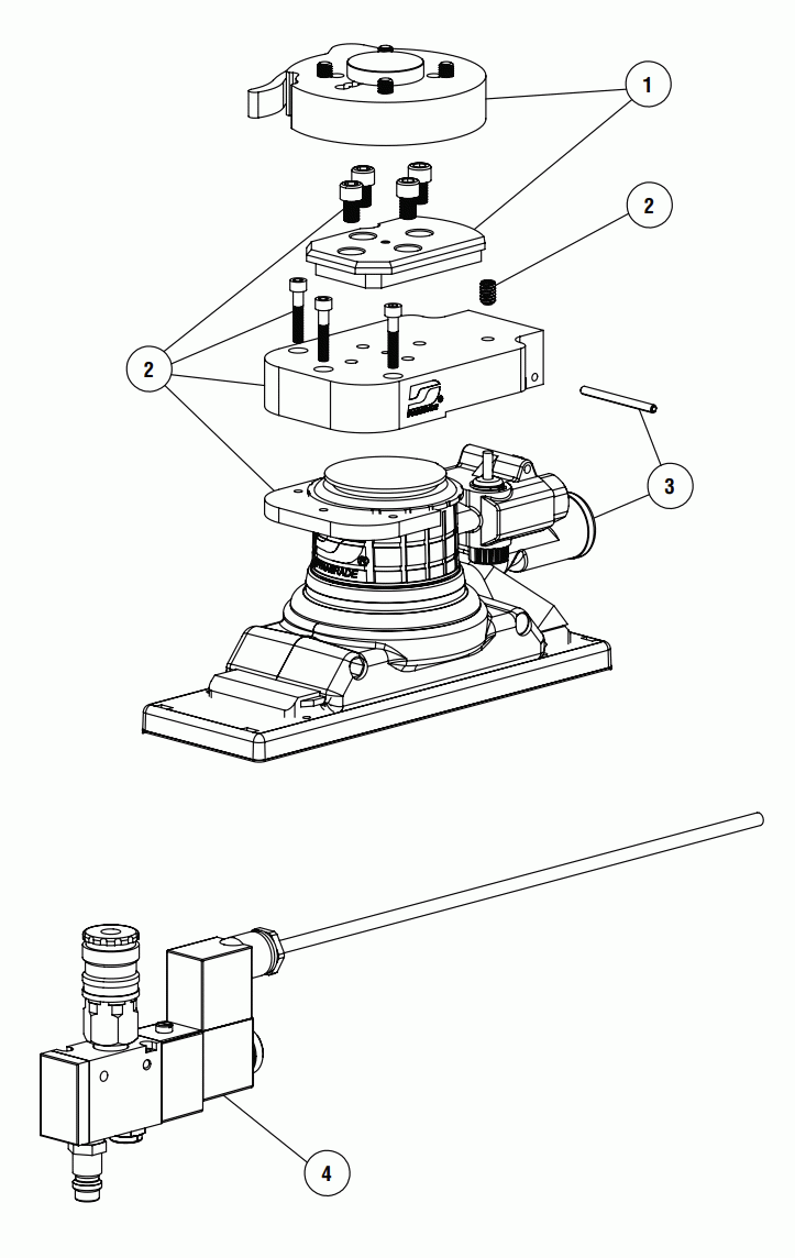 Section 1 Diagram and Parts List for 57404BK  Dynabrade Sander