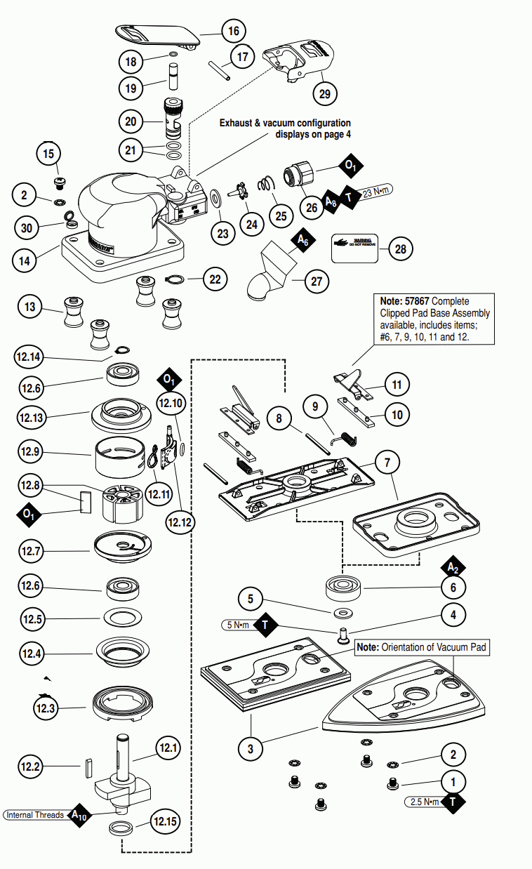 Section_1 Diagram and Parts List for 58512  Dynabrade Sander