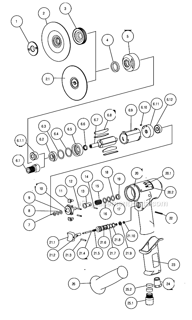 Page A Diagram and Parts List for 50321  Dynabrade Sander Polisher